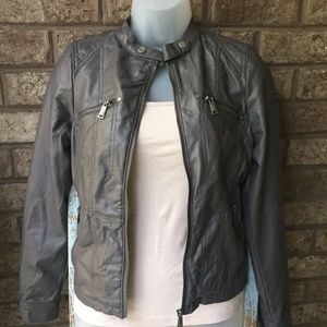 Jou Jou J2 Faux Leather Jacket - Gray XS